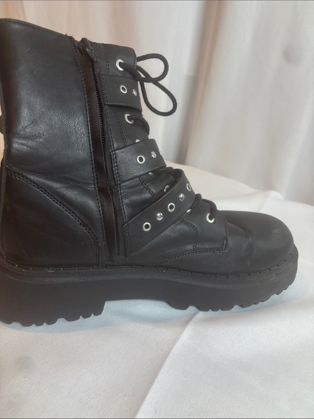 Zara Black Lace-Up Platform Combat Boots